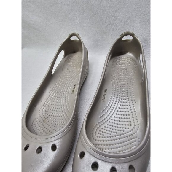 Crocs Silver Women's Kadee Slingback Flats Ballerina Slip on Shoes Sz 9 Women's - Picture 9 of 10